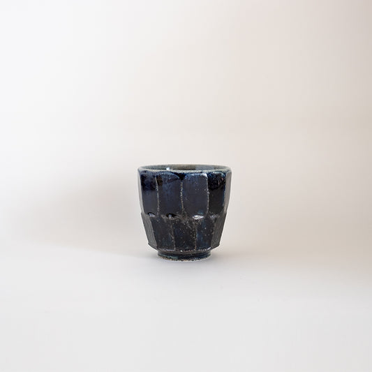 益子焼 瑠璃 面取湯呑み