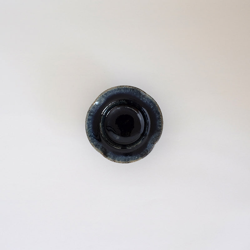 益子焼 瑠璃 輪花小鉢