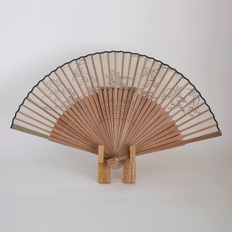 京扇子 男物絹扇 鳥獣戯画