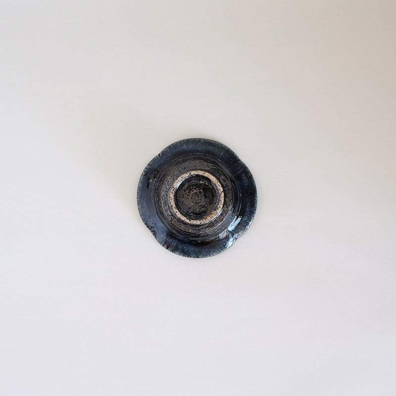 益子焼 瑠璃 輪花小鉢