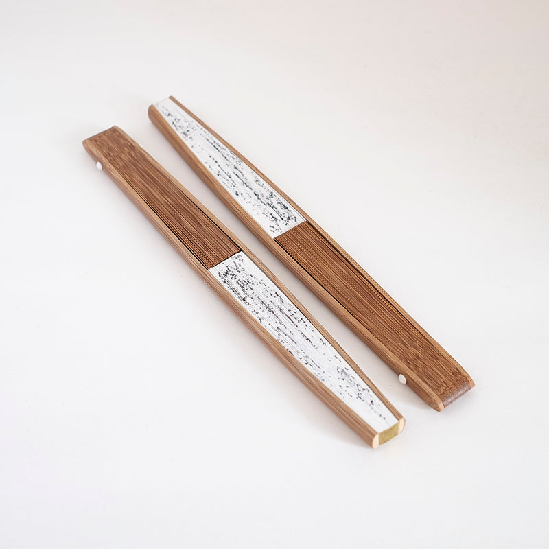 京扇子 男物紙扇 鳥獣戯画 白色