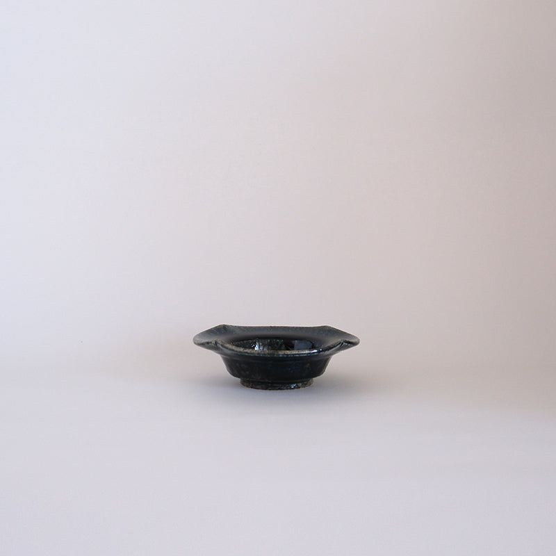 益子焼 瑠璃 輪花小鉢