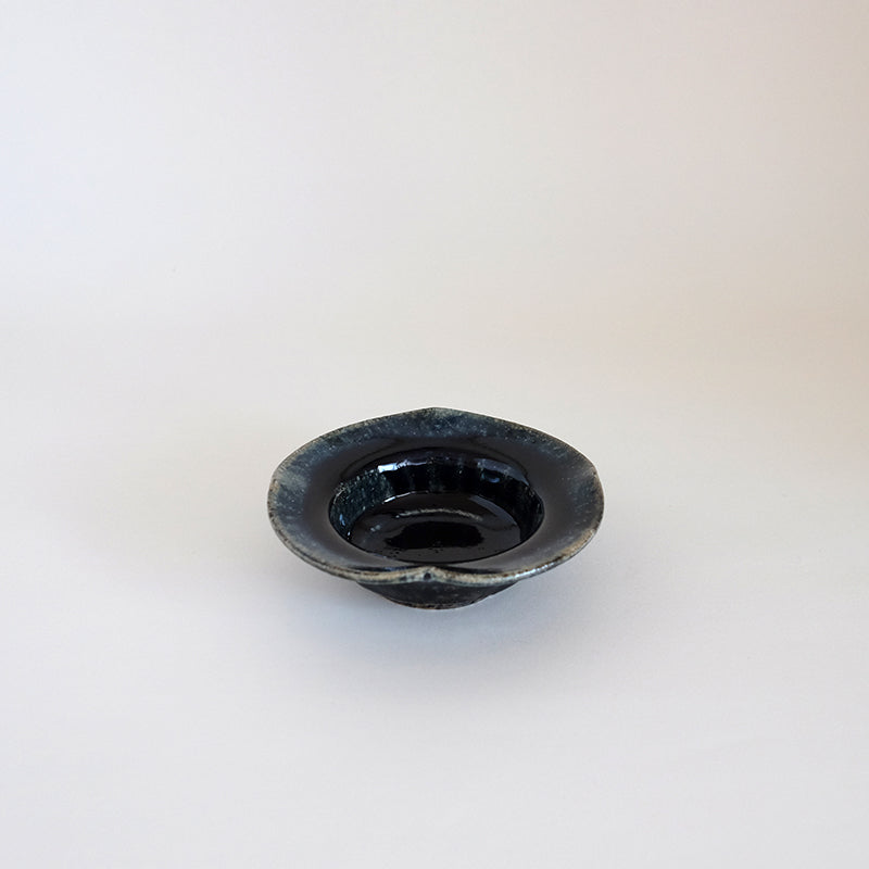 益子焼 瑠璃 輪花小鉢