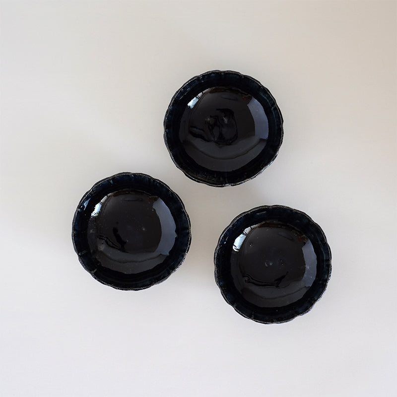 益子焼 瑠璃 しのぎ小鉢