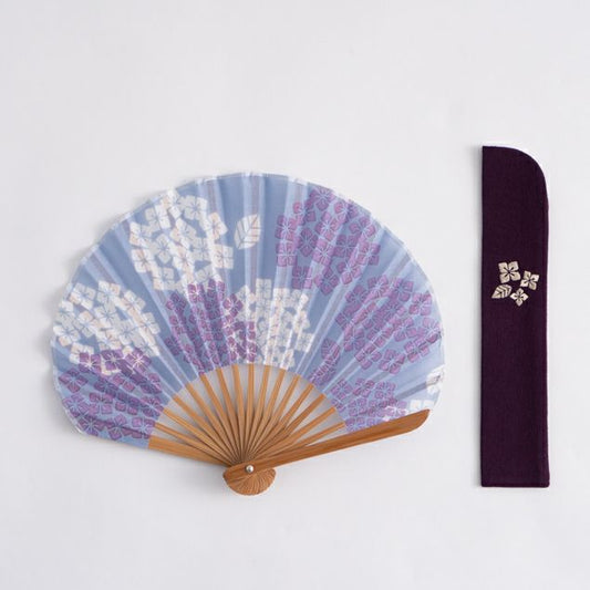 万月扇子セット 紫陽花文様 紫