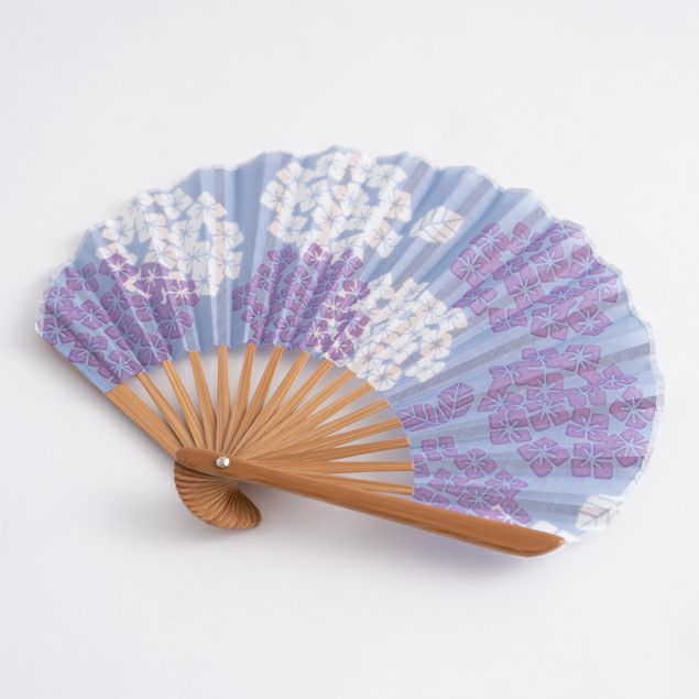 万月扇子セット 紫陽花文様 紫