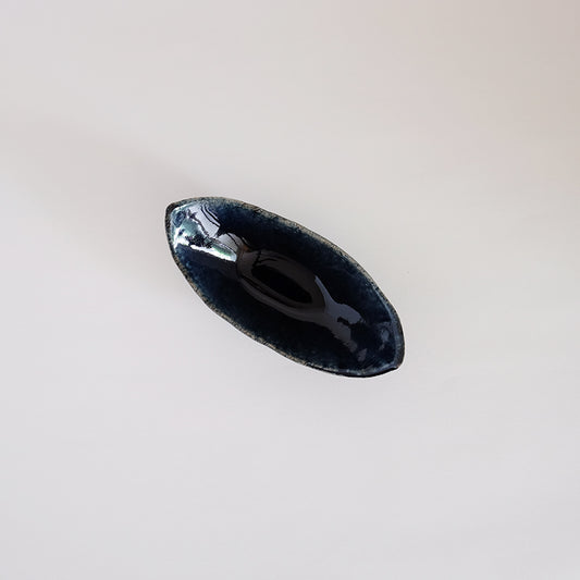 益子焼 瑠璃 舟小鉢