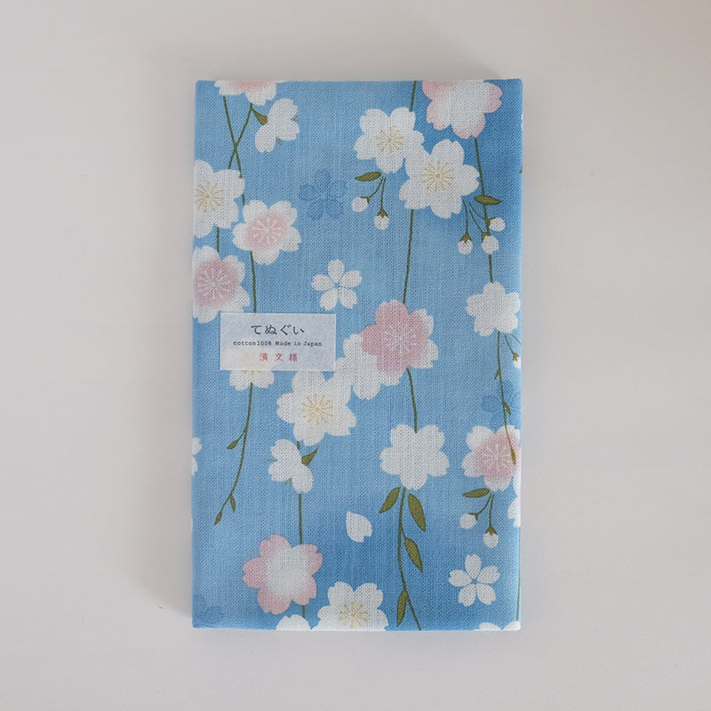 てぬぐい 清ら枝垂れ桜 ブルー