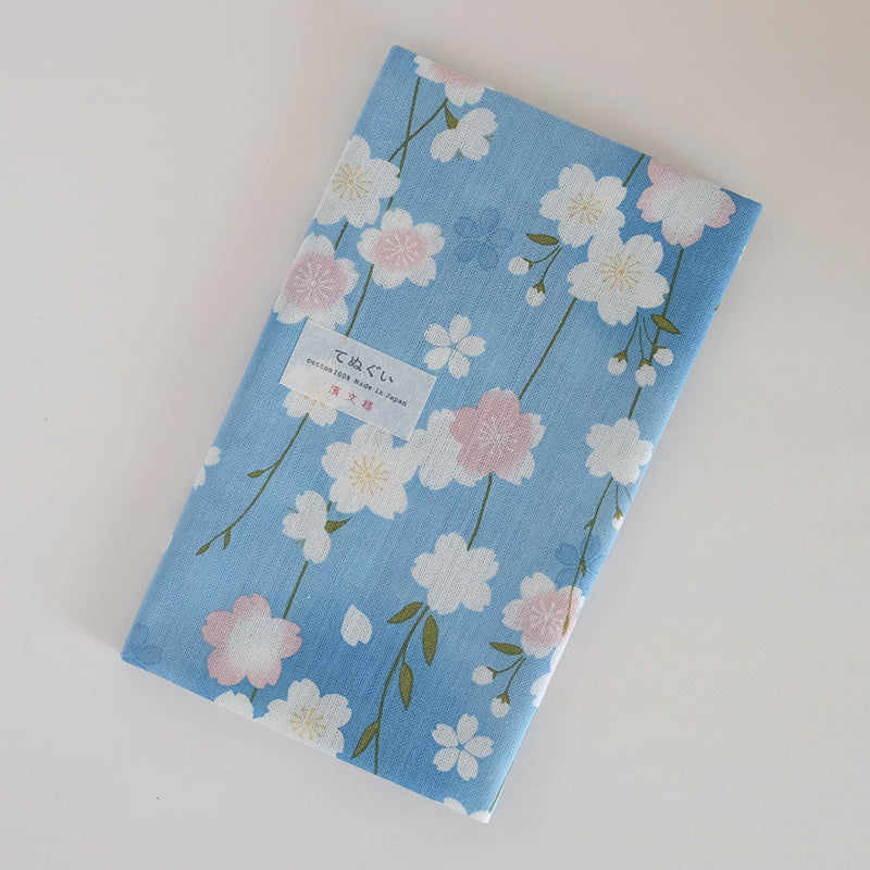 てぬぐい 清ら枝垂れ桜 ブルー