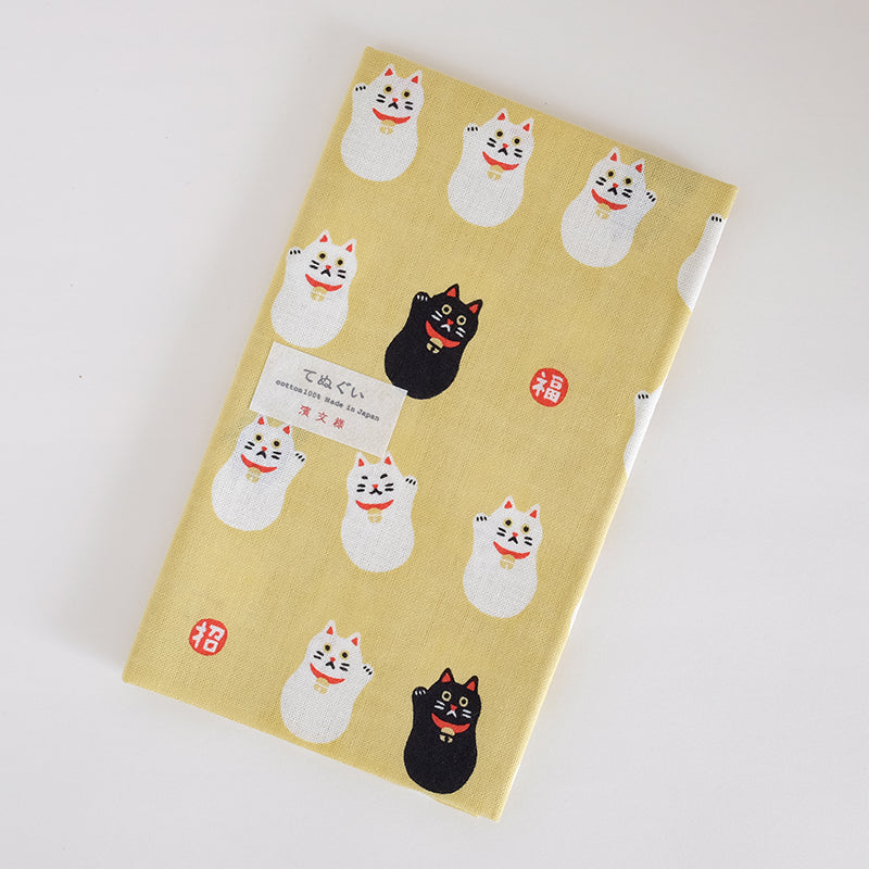 てぬぐい 招きにゃんこ イエロー