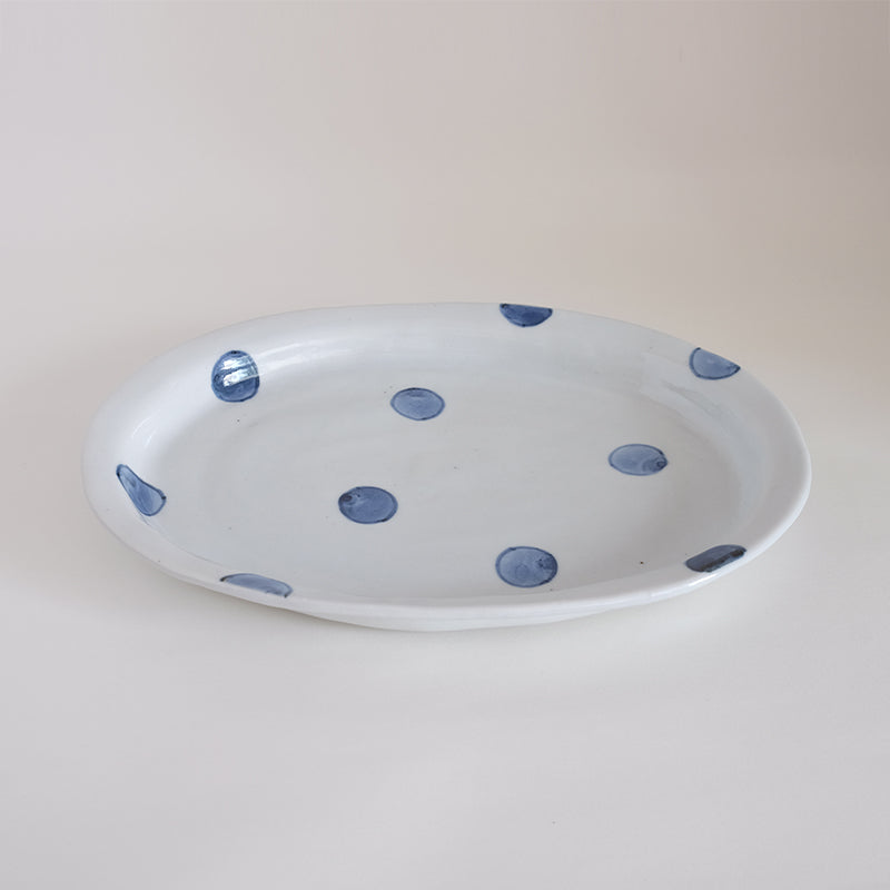 九谷焼 8寸だ円プレート皿「玉文」