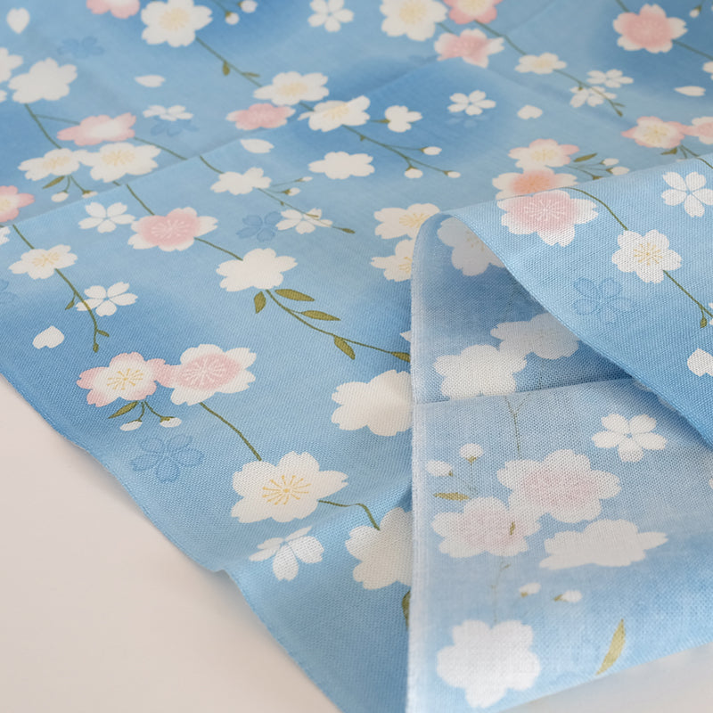 てぬぐい 清ら枝垂れ桜 ブルー