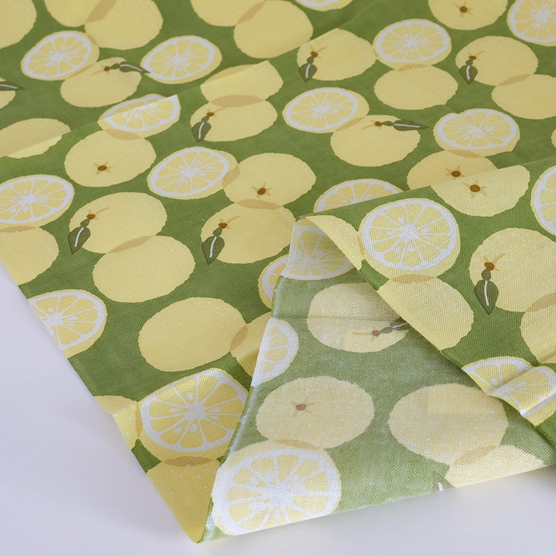 てぬぐい 採れたて柚子 グリーン
