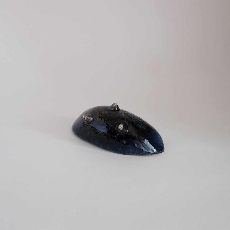 益子焼 瑠璃 舟小鉢