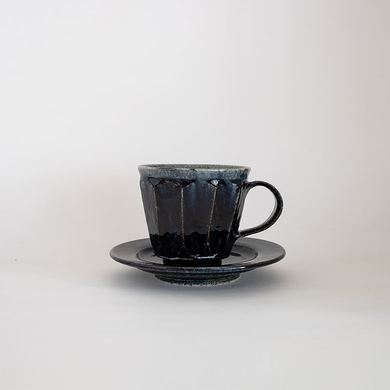 益子焼 瑠璃 リムソーサー