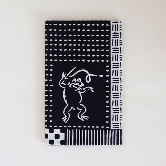 鳥獣戯画小紋 切り継ぎ小紋 黒