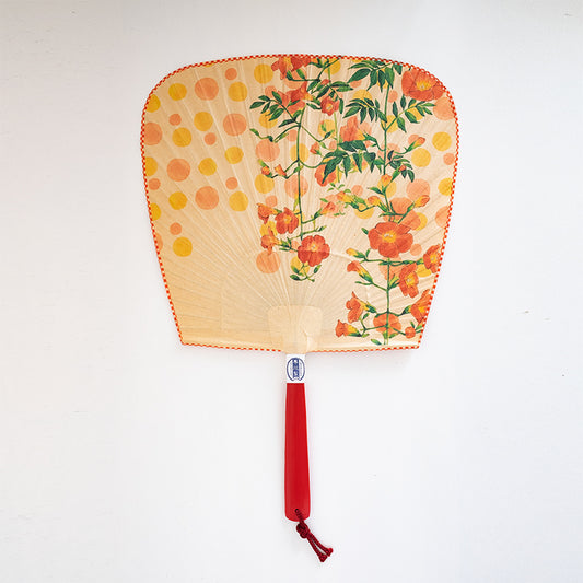 団扇 季節の誕生花渋うちわ 7月 ノウゼンカズラ(柄小)