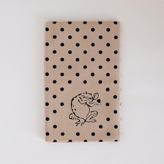 鳥獣戯画小紋 豆絞り ベージュ