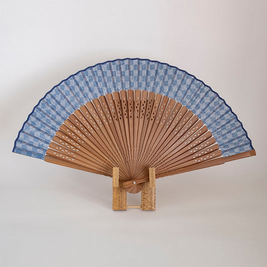 京扇子 男物絹扇 紺市松
