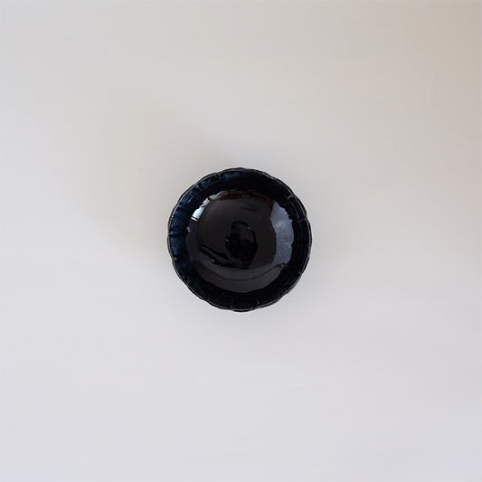 益子焼 瑠璃 しのぎ小鉢