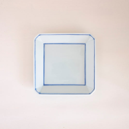 有田焼 染付渕線15cm角皿