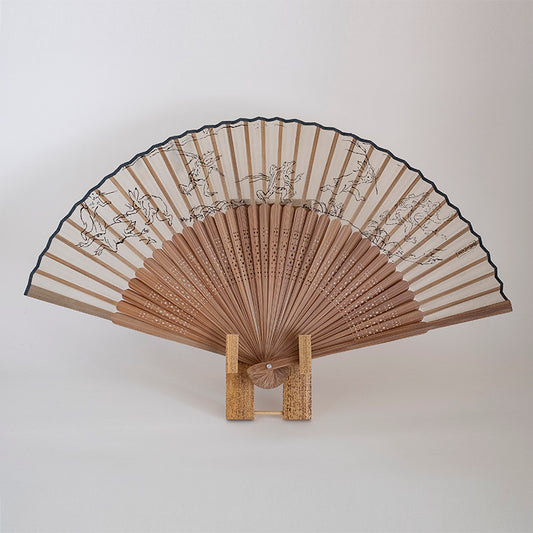 京扇子 男物絹扇 鳥獣戯画