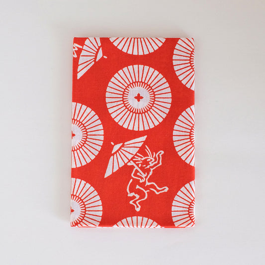 鳥獣戯画小紋 和傘 海老茶