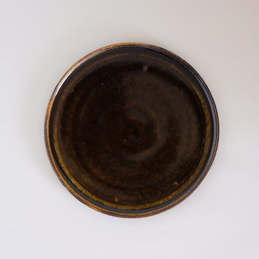 益子焼 飴釉 プレート 中