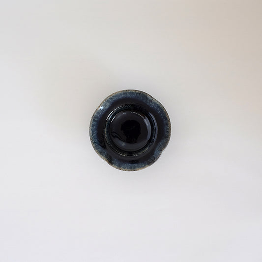 益子焼 瑠璃 輪花小鉢