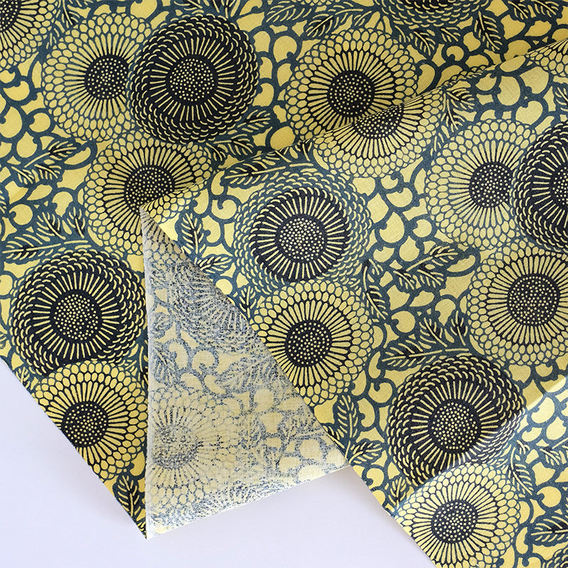 型染め　手ぬぐい　菊唐草　イエロー