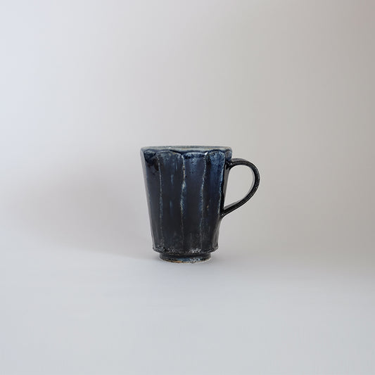益子焼 瑠璃 面取マグカップ