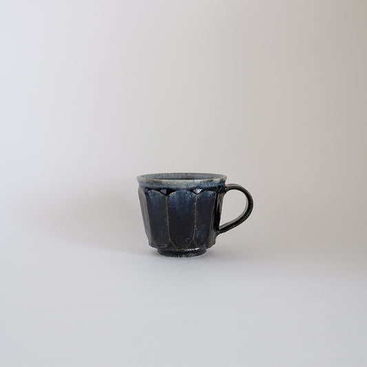 益子焼　瑠璃　面取コーヒーカップ