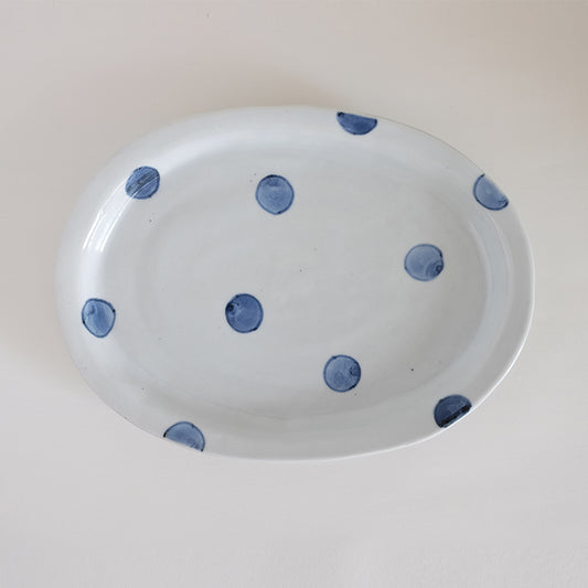 九谷焼 8寸だ円プレート皿「玉文」