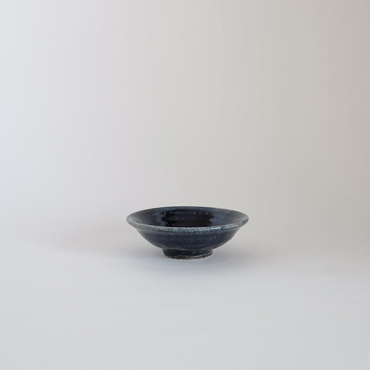 益子焼　瑠璃　ぐい呑　平