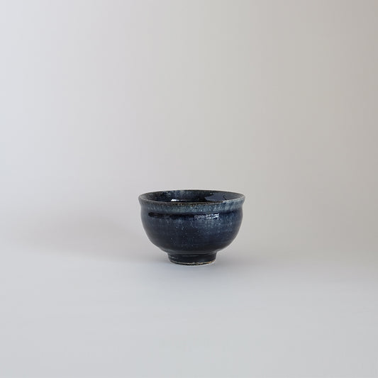 益子焼　瑠璃　ぐい呑　丸