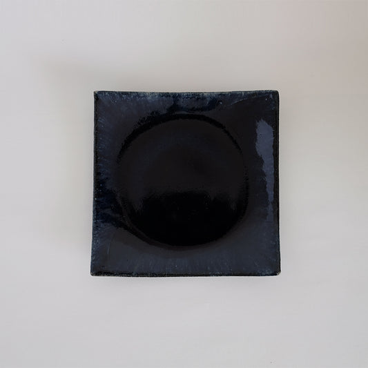 益子焼　瑠璃　角皿