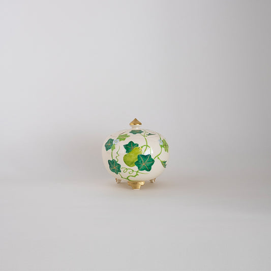 色絵丸香炉 夕顔